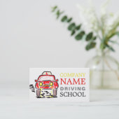 Red Cartoon Car, Driving School, Instructor Visitenkarte (Stehend Vorderseite)
