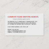 Red Cartoon Car, Driving School, Instructor Visitenkarte (Rückseite)