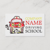 Red Cartoon Car, Driving School, Instructor Visitenkarte (Vorderseite)