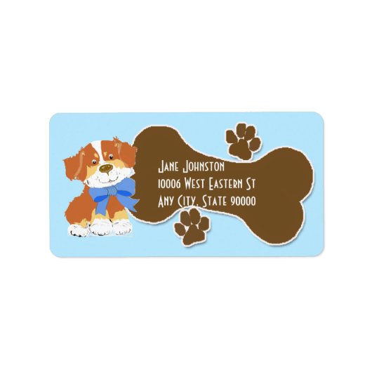 Red Cartoon Dog Address Label von Australian Sheph Adressaufkleber (Vorne)