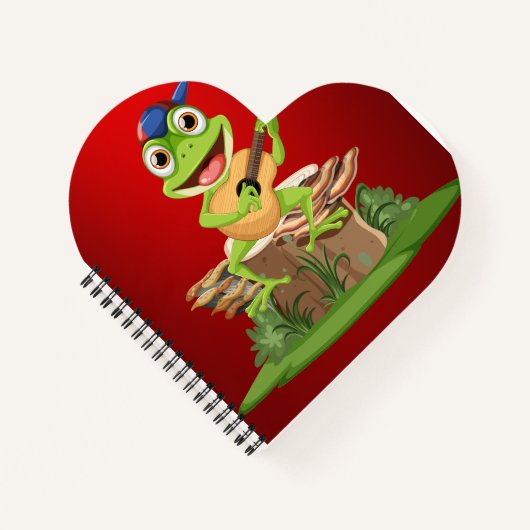 Red Cartoon Frog Playing Guitar Notizblock (Vorderseite)
