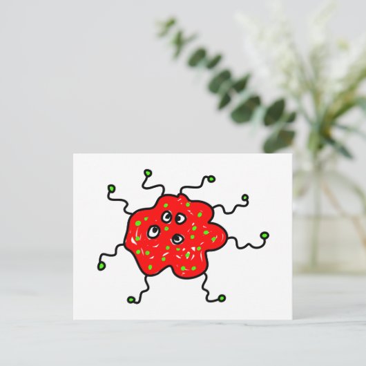 Red Cartoon Germ Postkarte (Stehend Vorderseite)