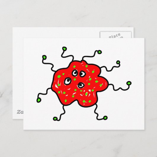 Red Cartoon Germ Postkarte (Vorne/Hinten)