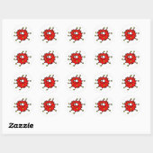 Red Cartoon Germ Runder Aufkleber (Blatt)