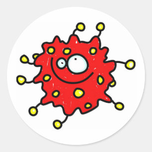 Red Cartoon Germ Runder Aufkleber