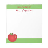 Red Cartoon School Apfel mit Individuelle Name Notizblock (Vorderseite)