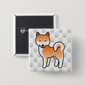 Red Cartoon Shiba Inu Button (Vorne & Hinten)