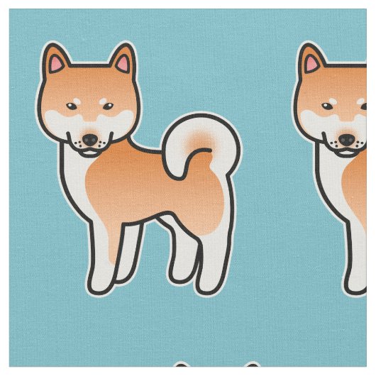Red Cartoon Shiba Inu Pattern Stoff (Nahaufnahme)