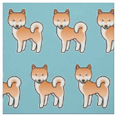 Red Cartoon Shiba Inu Pattern Stoff (Muster)
