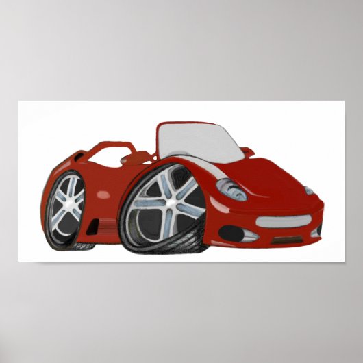 Red Cartoon Sports Car Art Poster (Vorne)