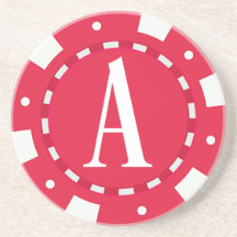 RED CASINO POKER CHIP MONOGRAM INITALSCHREIBEN A