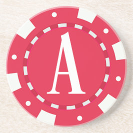 RED CASINO POKER CHIP MONOGRAM INITALSCHREIBEN A GETRÄNKEUNTERSETZER