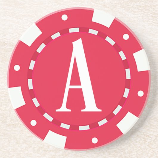 RED CASINO POKER CHIP MONOGRAM INITALSCHREIBEN A GETRÄNKEUNTERSETZER (Vorne)
