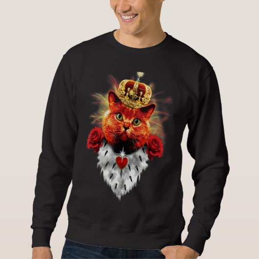 Red Cat King Red Cat King Crown Roses Cat Sweatshirt (Vorderseite)