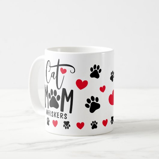 Red Cat Mama Pawprint Personalisiert Pet Foto Kaffeetasse (Vorderseite Links)