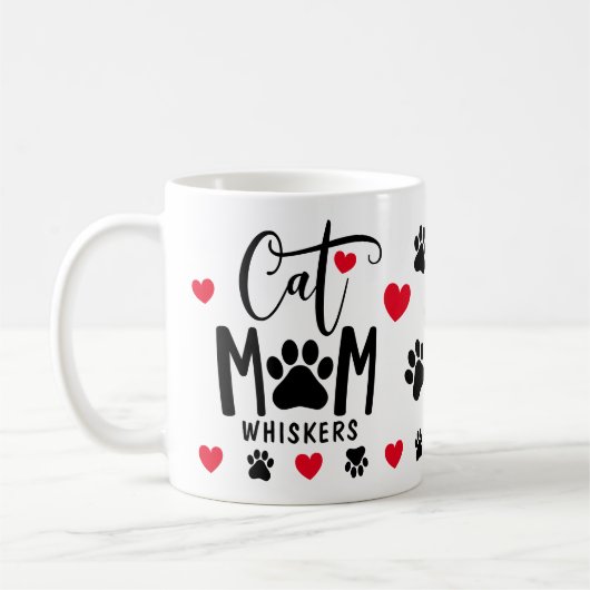 Red Cat Mama Pawprint Personalisiert Pet Foto Kaffeetasse (Links)