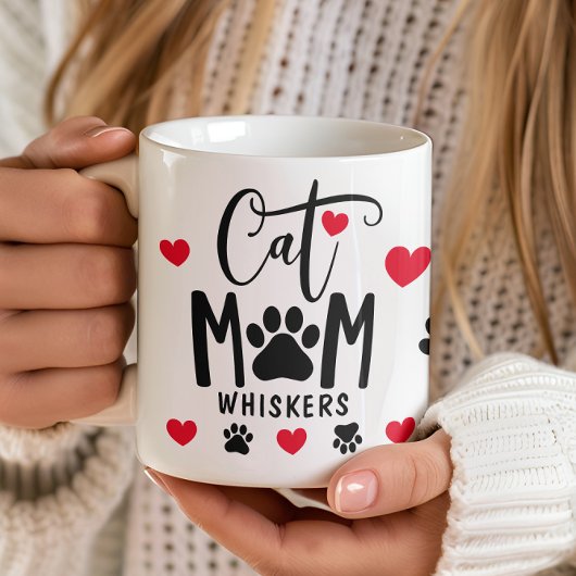 Red Cat Mama Pawprint Personalisiert Pet Foto Kaffeetasse