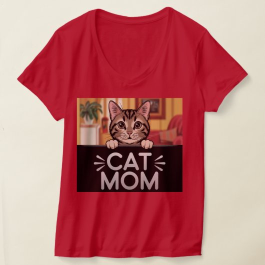 Red Cat Mama V-Neck T - Shirt (Ablage )