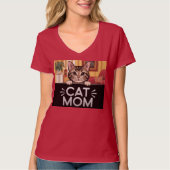 Red Cat Mama V-Neck T - Shirt (Vorderseite)