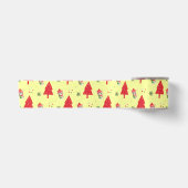 Red Cat Santa Xmas tree Nahtloses Muster Satinband (Vorderseite)