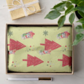 Red Cat Santa Xmas tree Nahtloses Muster Seidenpapier (Geschenk)