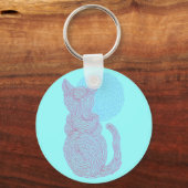Red Cat und Moon Art Key Ring Schlüsselanhänger (Vorderseite)