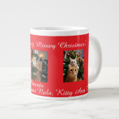 Red Cats Christmas, Image And Text, Customize, Jumbo-Tasse (Vorderseite Rechts)
