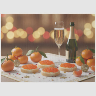 Red Caviar, Champagne, Tangerines, Festive Dinner Seidenpapier