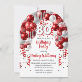 Red Celebration Balloons 80. Geburtstagsparty Einladung (Vorderseite)