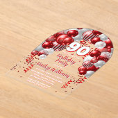 Red Celebration Balloons 90. Geburtstagsparty Acryleinladungen (Ablage )