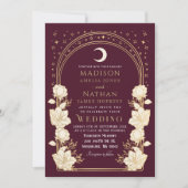 Red Celestial Arch Art Nouveau QR Code Hochzeit Einladung (Vorderseite)