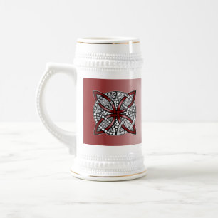 Red Celtic Art Bierglas