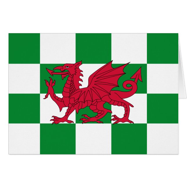 Red Celtic Dragon Flag Checkered Mystical Creative (Vorderseite (Horizontal))