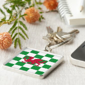 Red Celtic Dragon Flag Checkered Mystical Creative Schlüsselanhänger (Seite)