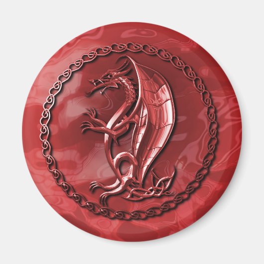 Red Celtic Dragon Magnet (Vorne)