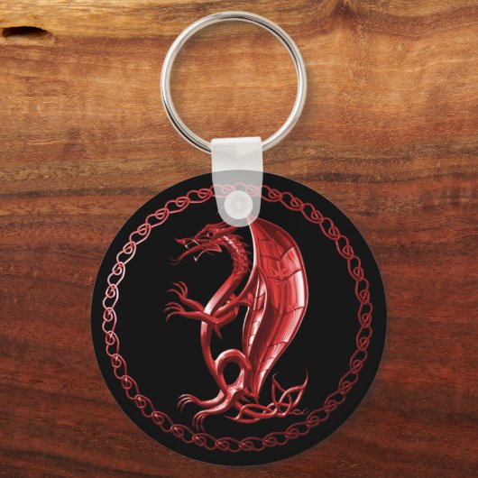Red Celtic Dragon Schlüsselanhänger (Vorderseite)