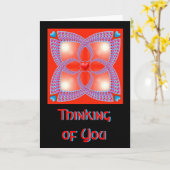 Red Celtic Heart Fraktal Muster Denken Sie an Sie Karte (Gelbe Blume)