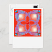 Red Celtic Heart Fraktal Pattern Postkarte (Vorne/Hinten)