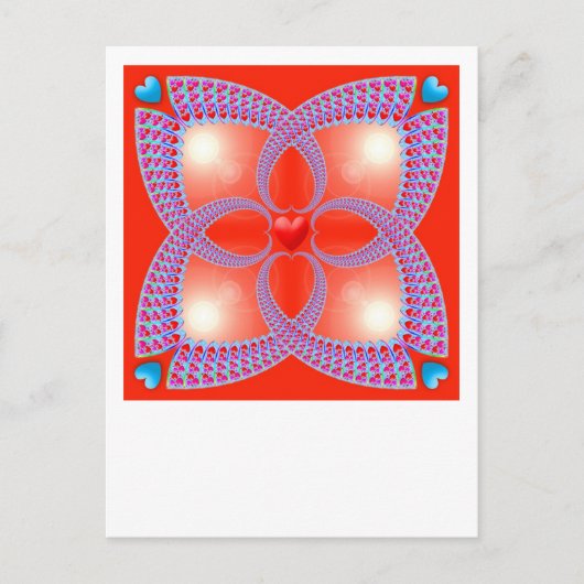 Red Celtic Heart Fraktal Pattern Postkarte (Vorderseite)