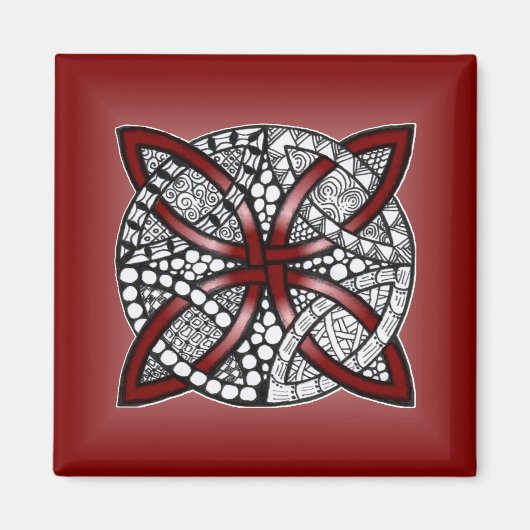 Red Celtic Knot Original Art Magnet (Vorne)