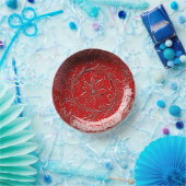 Red Ceramic Look Christmas Poinsettia  Pappteller (Party)