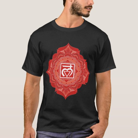 Red Chakra Muladhara Root Chakra Symbol T-Shirt (Vorderseite)