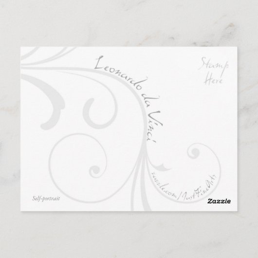 Red Chalk Leonardo da Vinci Selbstporträt Postkart Postkarte (Rückseite)