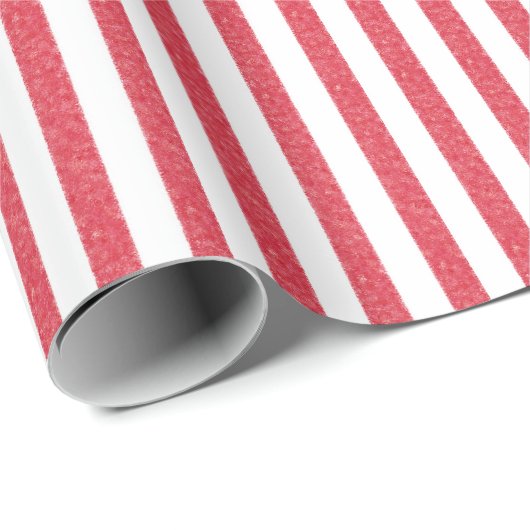 Red Chalk Stripes Geschenkpapier (Rolleneckpunkt)