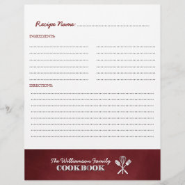 Red Chalkboard Family Cookbook Binder Einfügen