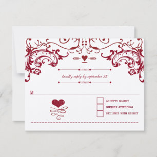 Red Chalkboard Niedlich Heart Initials Typografy U RSVP Karte
