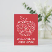 Red Chalkboard Teachers Apple Postcard Postkarte (Stehend Vorderseite)
