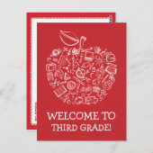 Red Chalkboard Teachers Apple Postcard Postkarte (Vorne/Hinten)