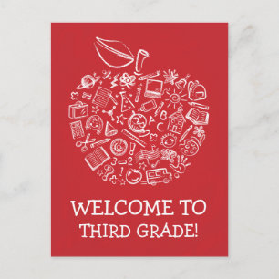 Red Chalkboard Teachers Apple Postcard Postkarte