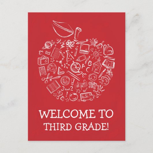 Red Chalkboard Teachers Apple Postcard Postkarte (Vorderseite)